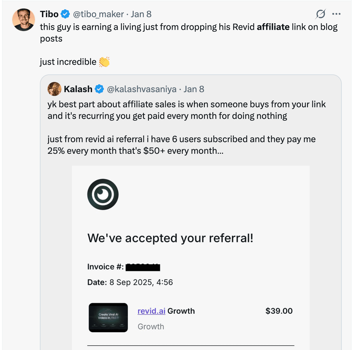 Public founder post about affiliate or partner marketing 5